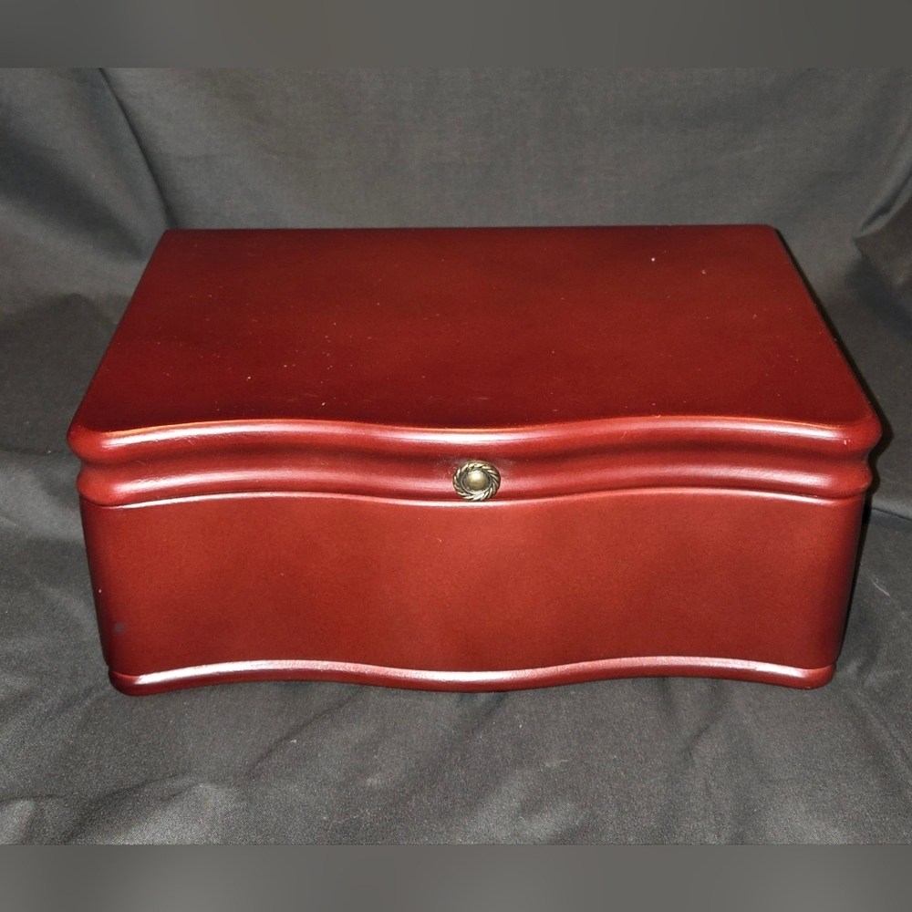Vintage Cherry Wood 10x6x4 Jewelry Organizer Box